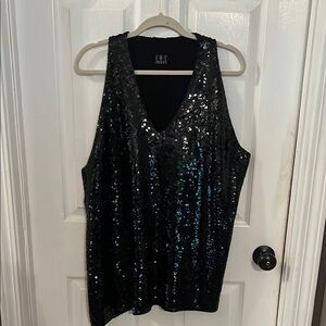 INC International Concepts Black Sequin Tank Top
